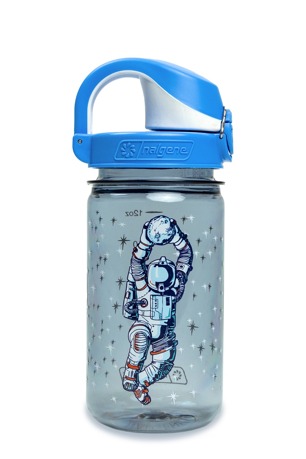 Nalgene product view: 12oz On-The-Fly Kids Lock-Top Bottle with Graphics R8 — 12oz On-The-Fly Kids Lock-Top Bottle with Graphics